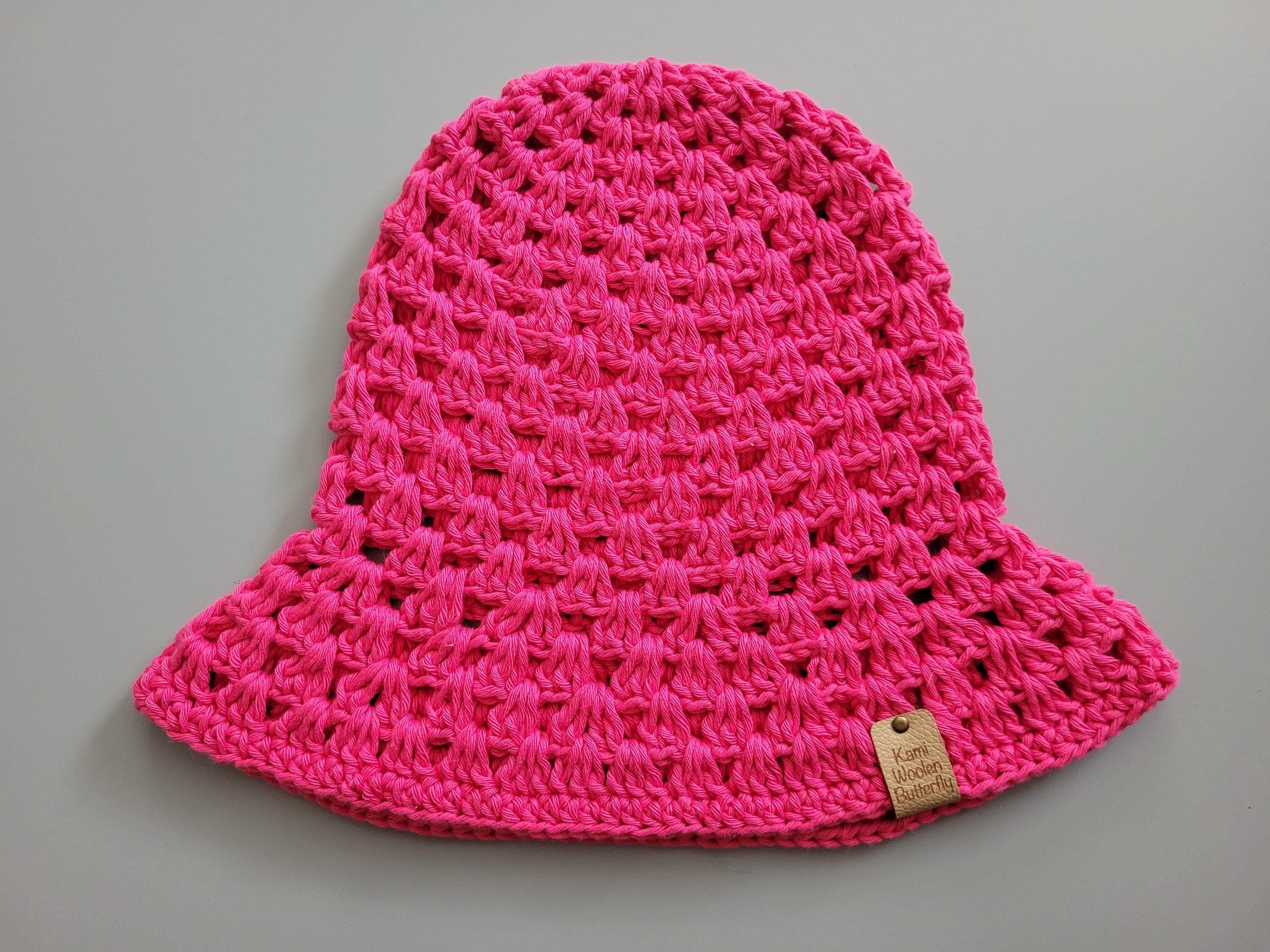 handmade crochet bucket hat,  cotton, hot pink, festival hat,  summer and beach hat