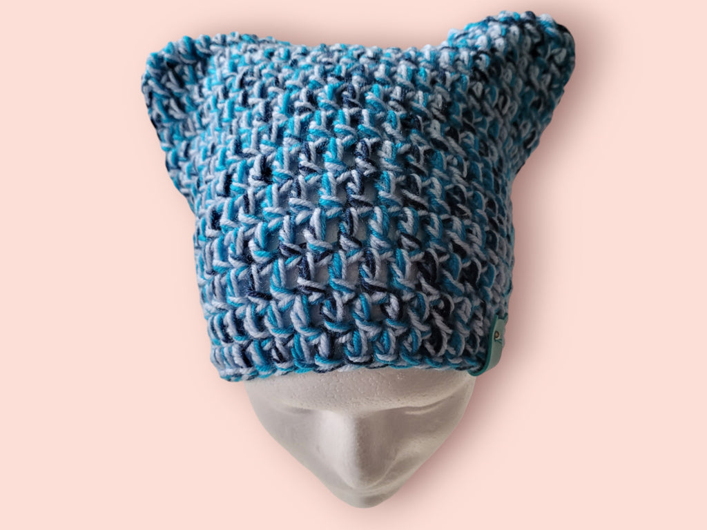 cat beanie hat blue marble
