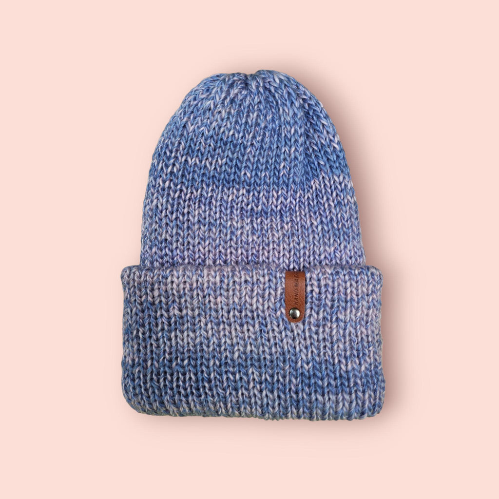 purple and pink ombre effect beanie hat, with wool, very soft,  silky touch