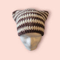 brown ecru cat beanie hat