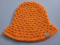 handmade crochet bucket hat,  cotton, bright orange, festival hat,  summer and beach hat