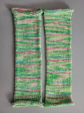 leg warmers,  woolen,  warm and breathable,  pastel colours, green, cream, pink and blue, handmade