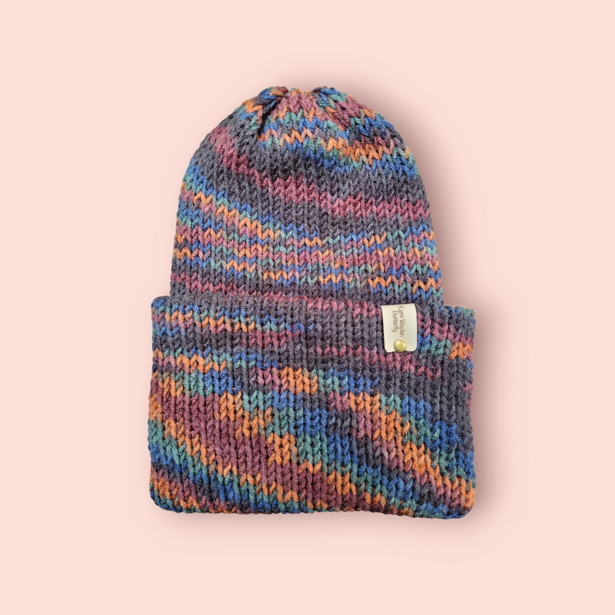brown and orange beanie hat