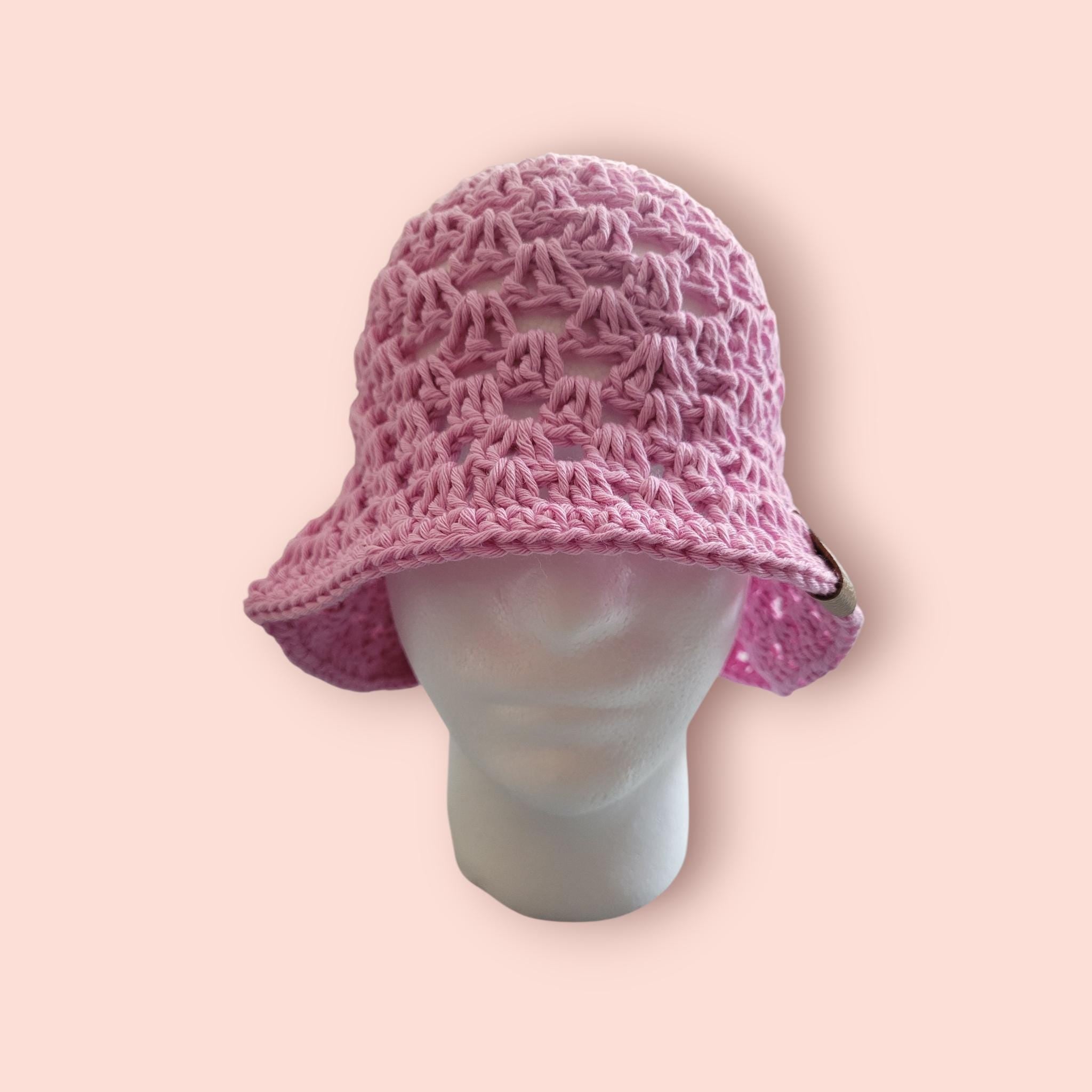 handmade crochet bucket hat,  pink/lilac,  cotton,  summer and beach hat,  festival hat,  holiday hat